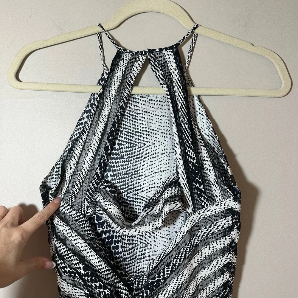 Parker Dress Women's Small Black & White Silk Halter Fit & Flare No Size Tag - Picture 6 of 10